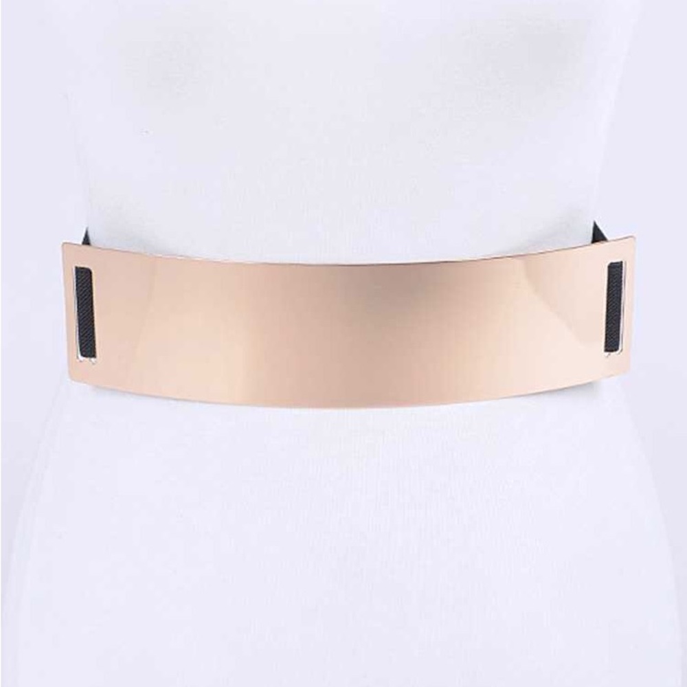 Metallic Plaque Elastic Statement Belt